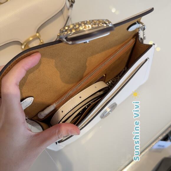 NWT Coach CX245 Tabby Chain Clutch Bag With Pave Crystals Chalk - Picture 7 of 7